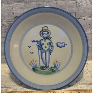 M.A. Hadley Signed‎ Art Pottery Country Scene Blue Farmer 11" Dinner Plate